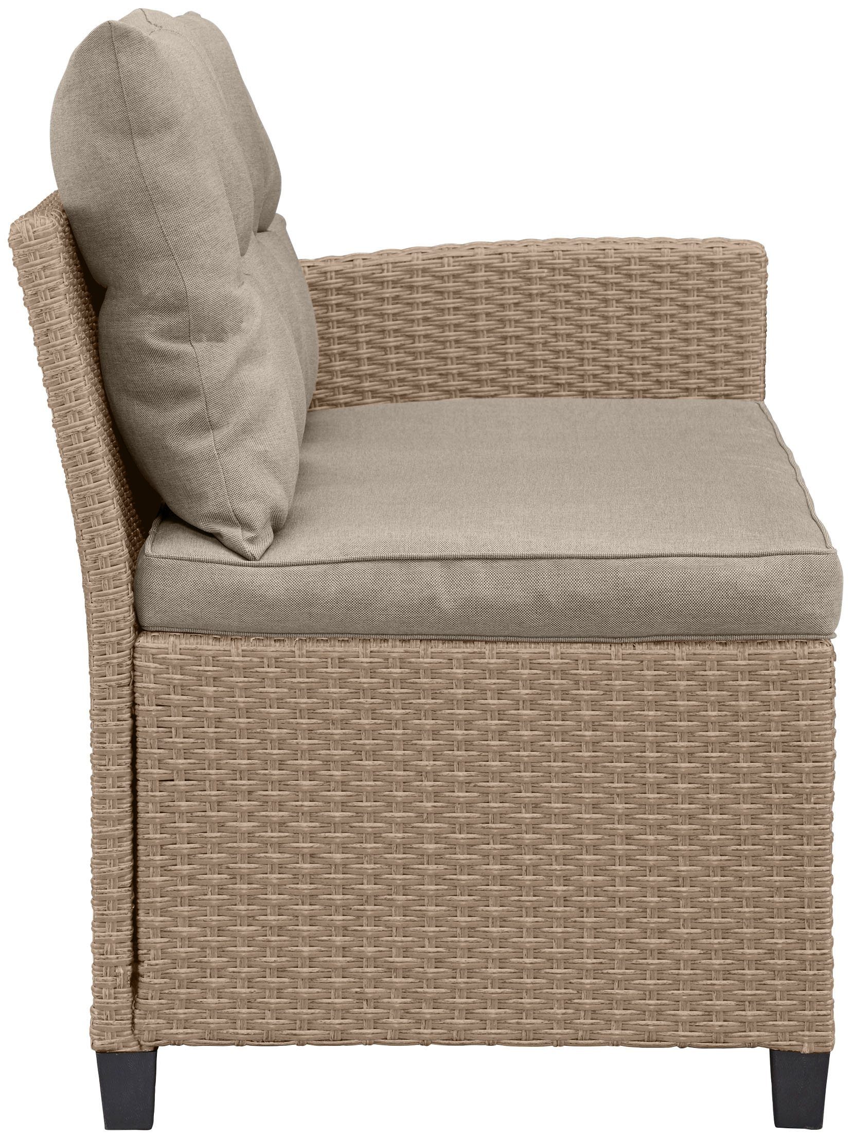 KONIFERA Gartenlounge-Set Keros | Tisch, Sessel, 2 Premium, (20-tlg), Ecklounge, grau Polyrattan Hocker, beige