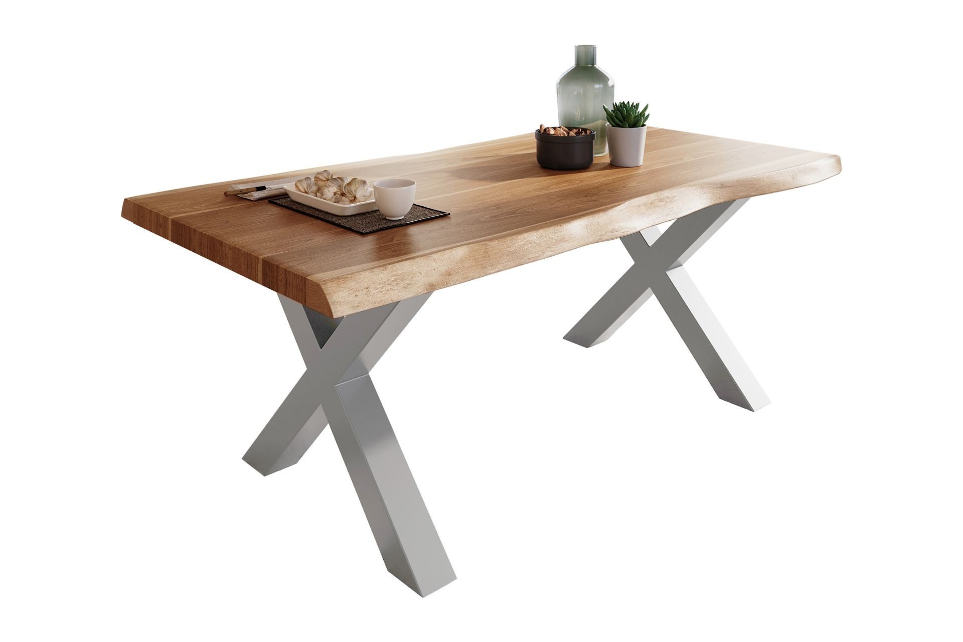 SAM® Esstisch Waves_X, Mangoholz, gedoppelte Tischplatte, günstig online kaufen