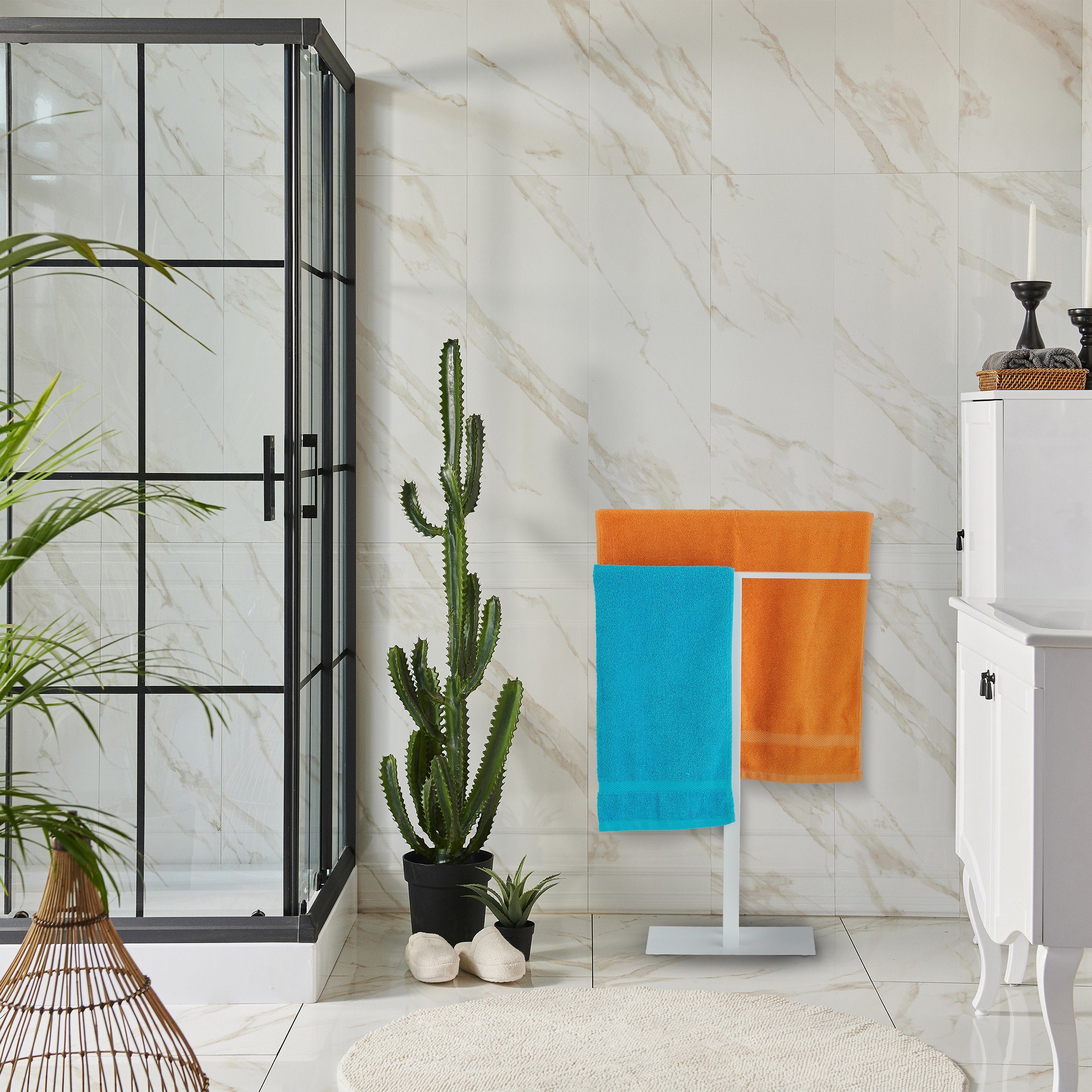 relaxdays Handtuchständer Weißer Handtuchständer T-Design günstig online kaufen