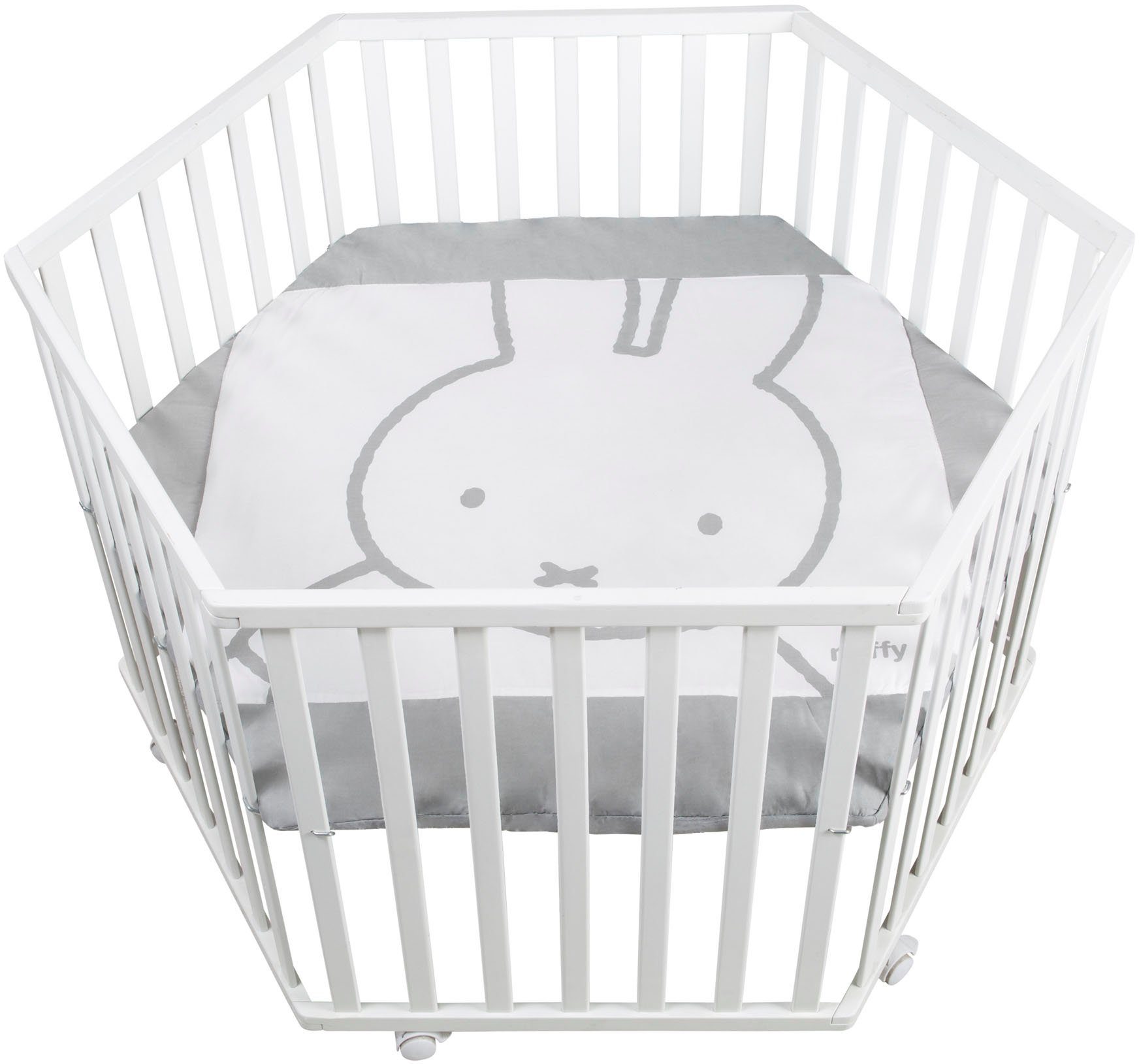 roba® Laufgitter miffy®, weiß, 6-eckig, mit Stoffeinlage