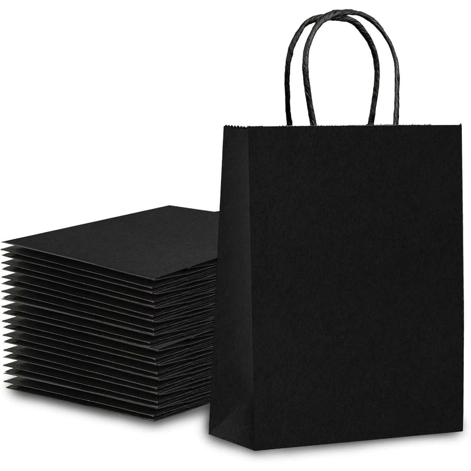 LuxusKollektion Geschenktüten Papiertüten Kraftpapier Henkel 20Stück 21x15x8cm Schwarz, (20St)
