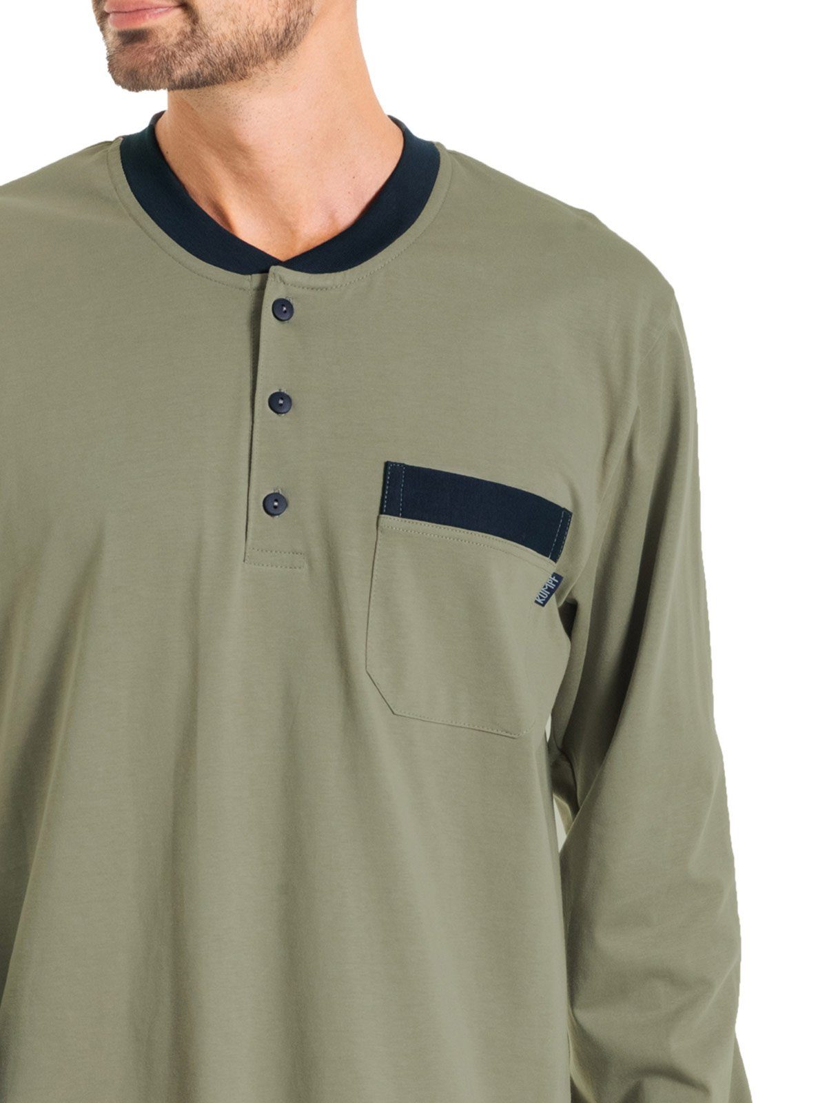 KUMPF Nachthemd Herren - 1-tlg) Bio (Stück, oliv Nachthemd langarm Cotton