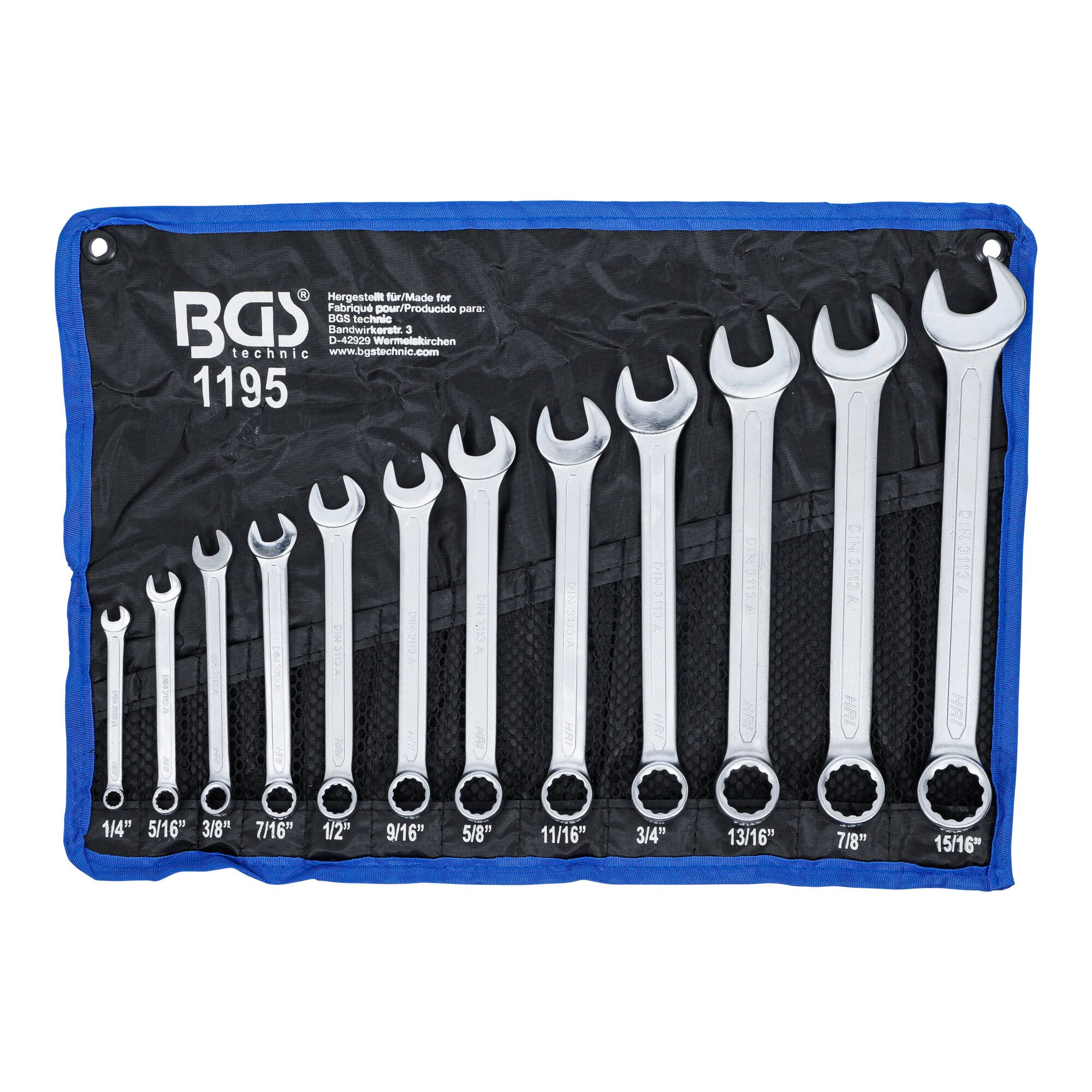 BGS technic Schraube BGS Maul-Ringschlüssel-Satz Zollgrößen SW 1/4" - 15/16" 12-tlg.