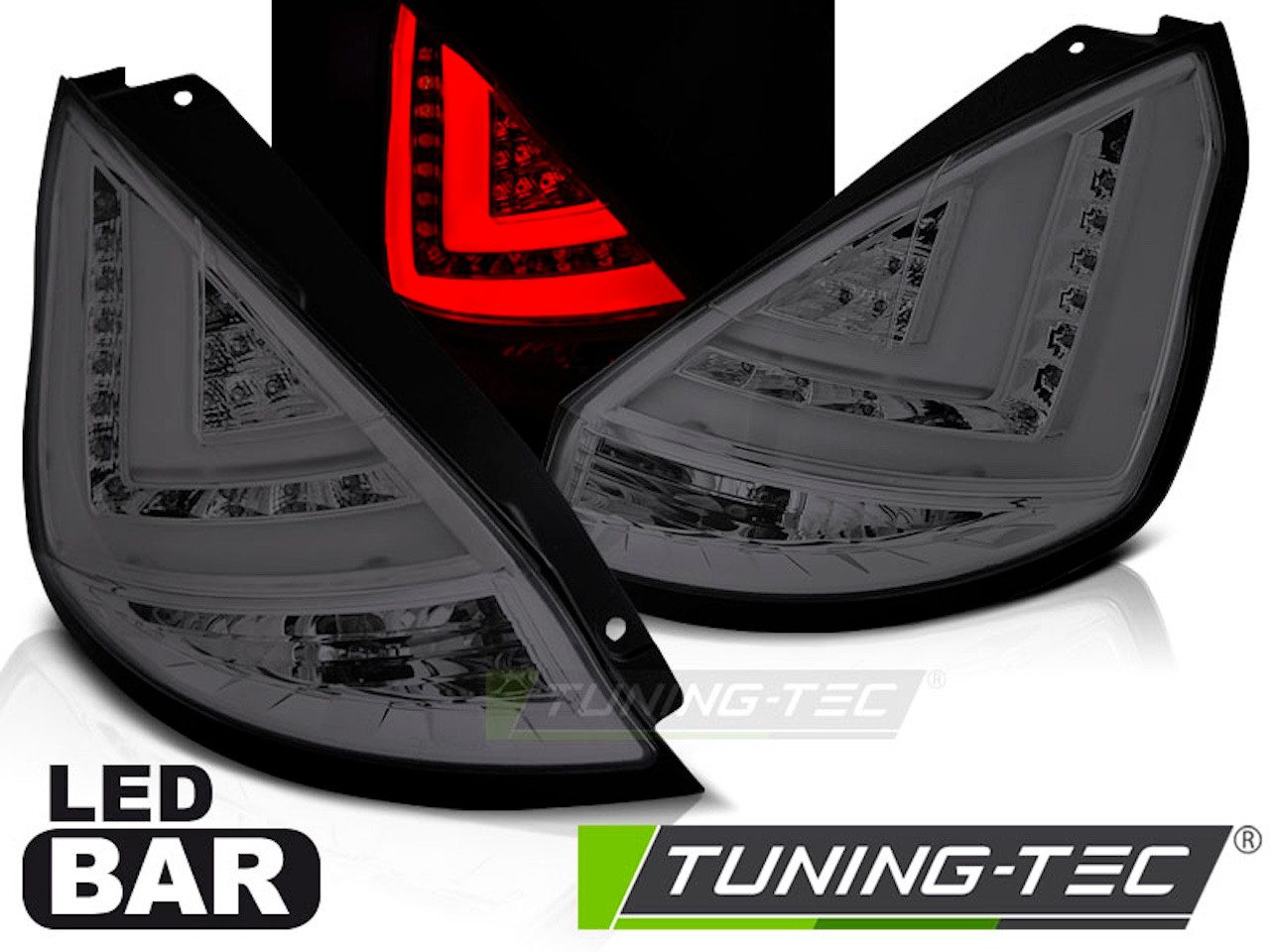 LLCTOOLS KFZ-Ersatzleuchte LED Rückleuchten Passend für Ford Fiesta Mk7 13–16 Smoke