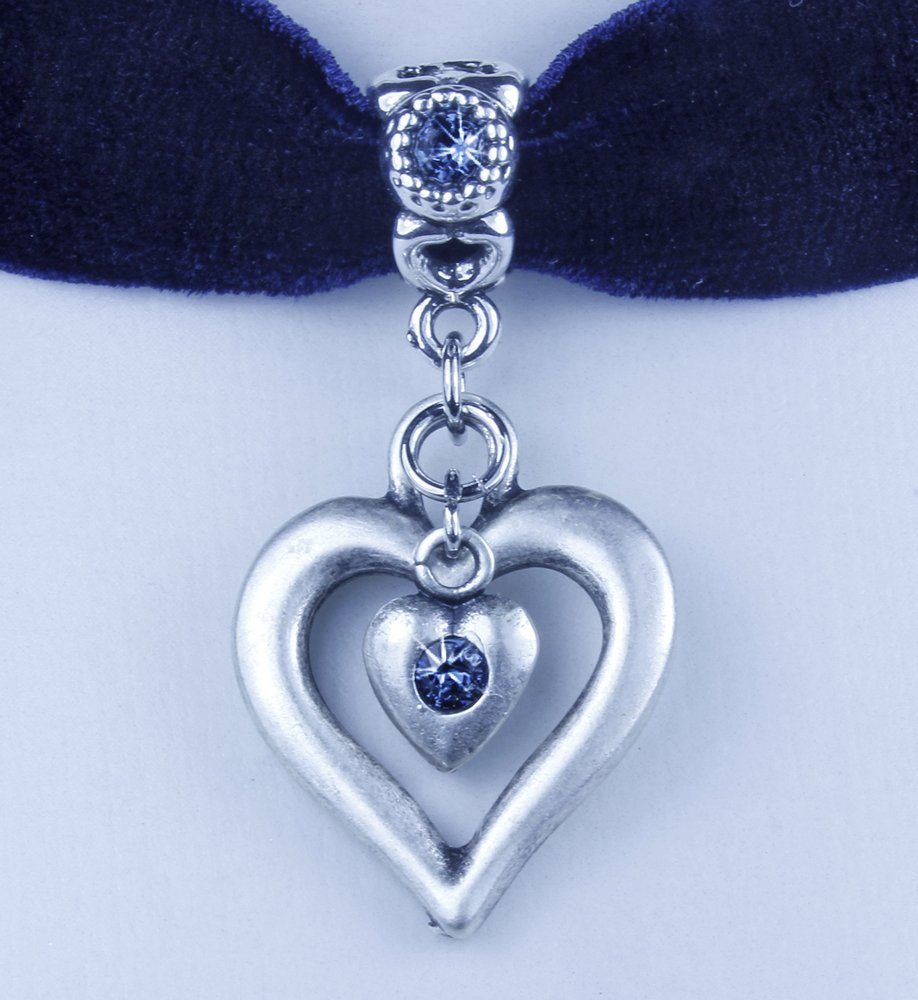 LUISIA® Collier Samt Kropfband Herz in Herz mit Swarovski® Elements (inkl. Schmuckbox)