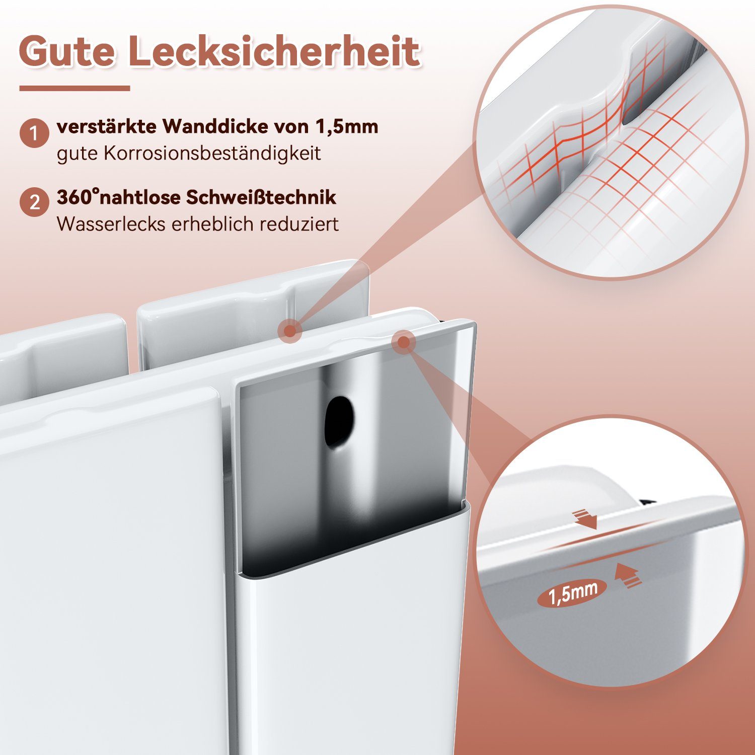 ELEGANT Heizkörper 630 x 1004mm / 630 x 850mm,Warmwasser, Einlagig / Doppellagig