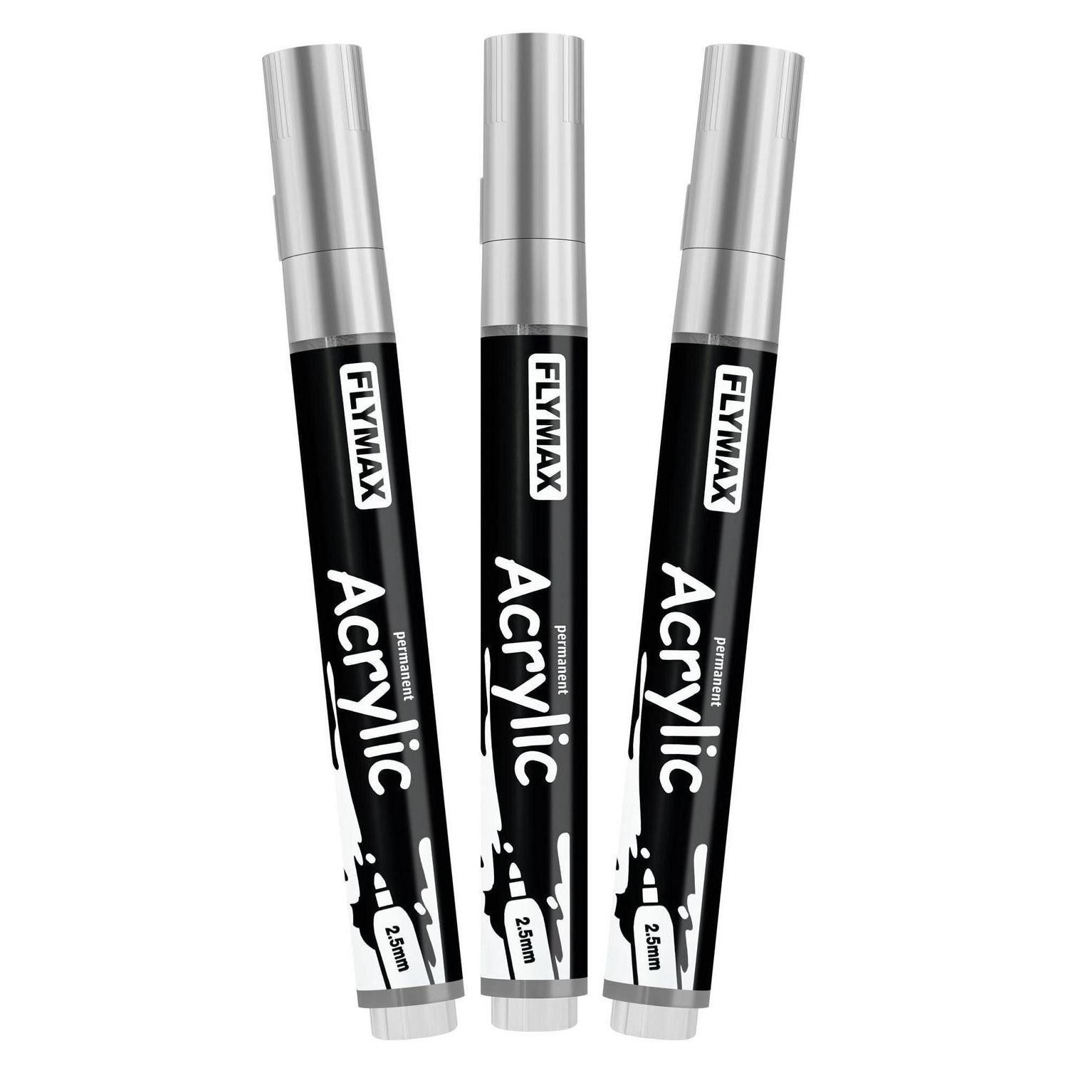 LuxusKollektion Permanentmarker Marker Stifte Silber 2,5mm permanent (3er Pack)