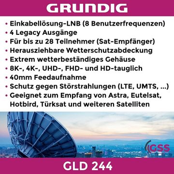 GSS GLD 244 SCR LNB 4 Legacy + 24 Teilnehmer Unicable Universal-Quad-LNB (Einkabel LNB Digital, Full HD, 4K, 8K + Aufdrehhilfe)
