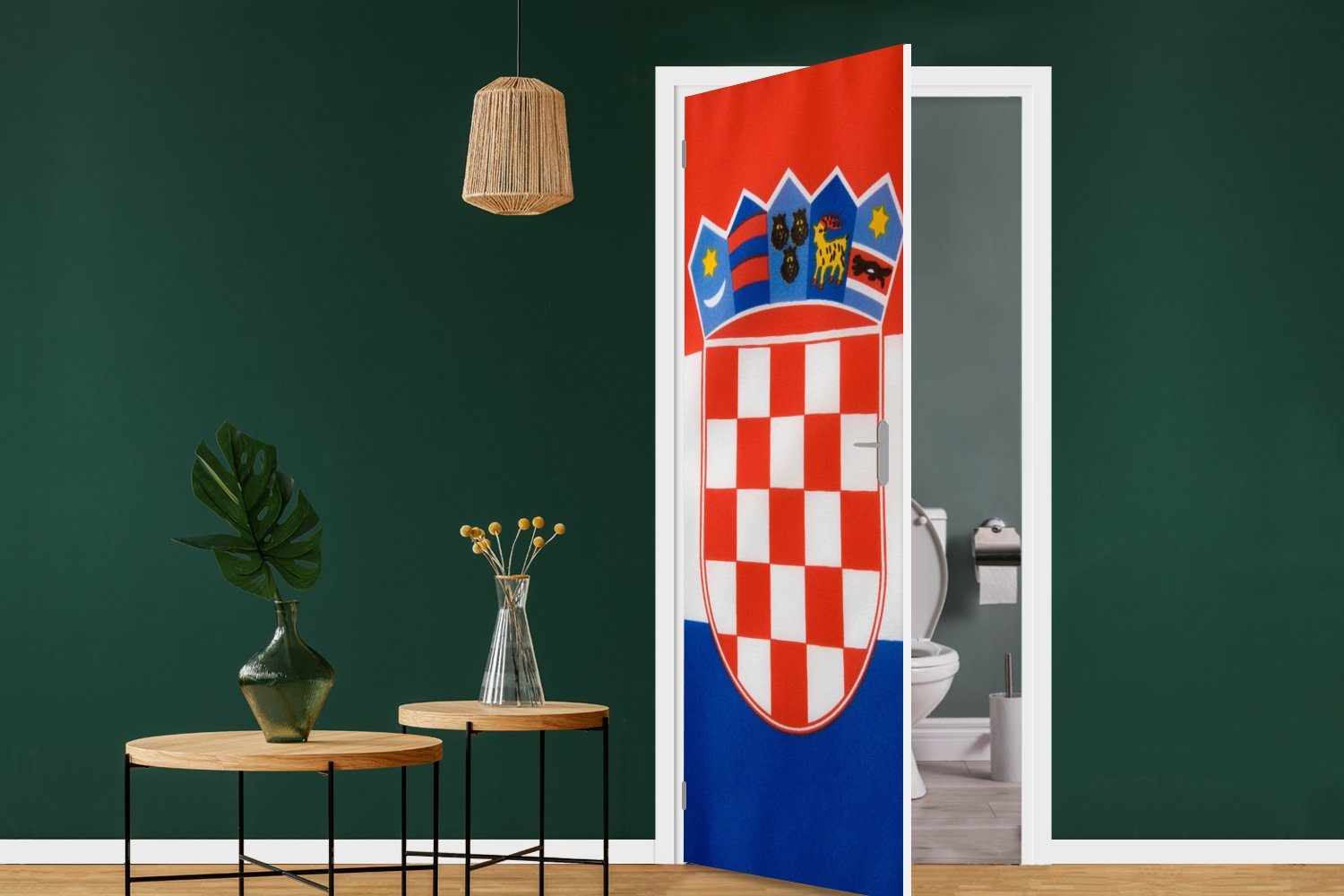 MuchoWow Türtapete Foto der kroatischen St), Flagge, (1 bedruckt, Matt, Tür, 75x205 für Türaufkleber, Fototapete cm
