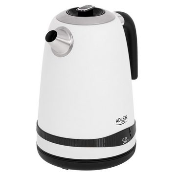 JUNG Wasserkocher ADLER AD1295W Wasserkocher mit Temperatureinstellung Digital Kettle, 1,7 l, 2200,00 W, Edelstahl LCD Display 360° Basis, Wasserkessel Wasser kochen Kettle