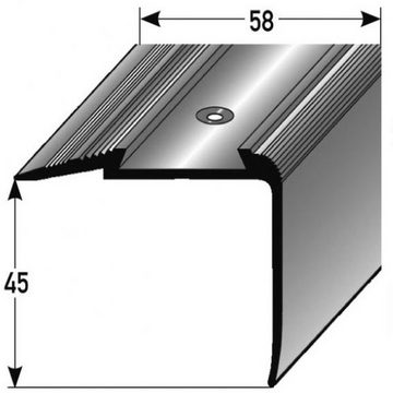 PROVISTON Treppenkantenprofil Aluminium, 58 x 45 x 1000 mm, Silber, Treppenkante, Winkelprofil
