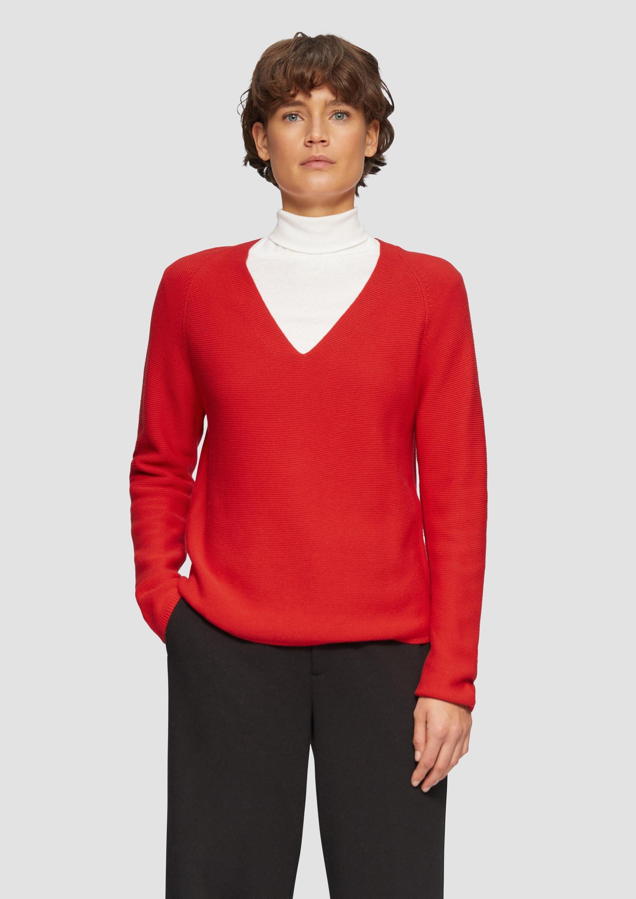 s.Oliver Longpullover Strickpullover Gerippter Strickpullover aus Baumwollm günstig online kaufen