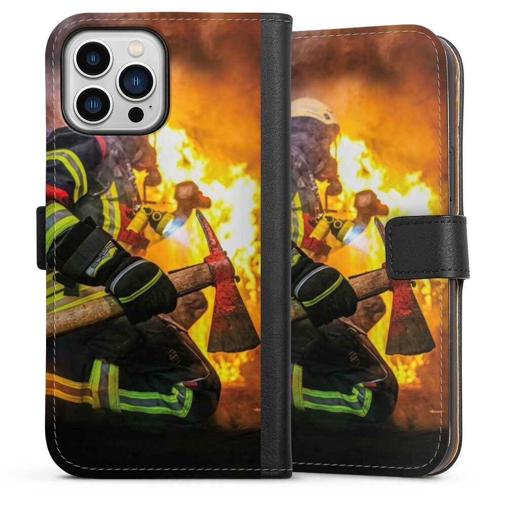 DeinDesign Handyhülle Feuerwehr Feuer Lebensretter Volunteer Firefighter, Apple iPhone 13 Pro Max Hülle Flip Case Klapphülle Handytasche Leder