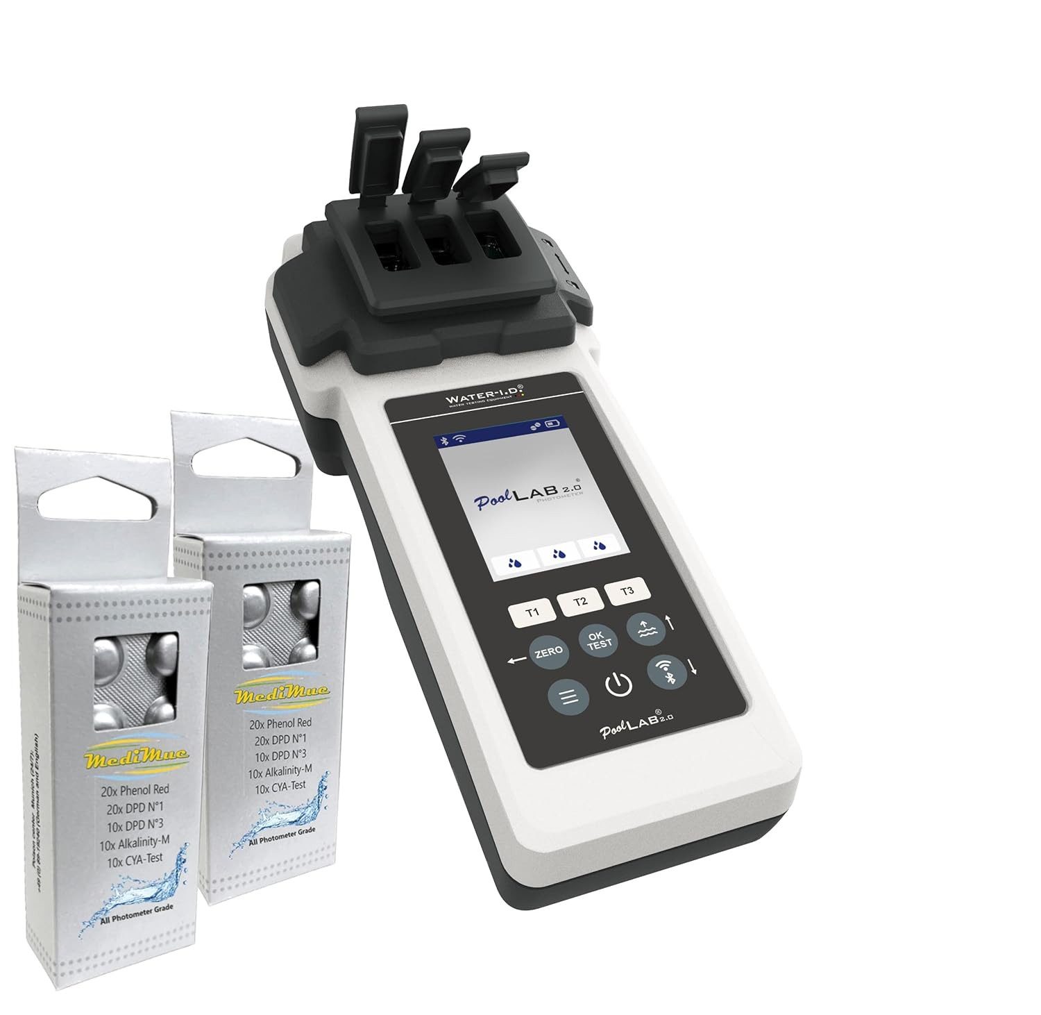 MediMuc Photometer PoolLab 2.0 mit Extra Küvette oder Extra Refill Pack oder Koffer leer