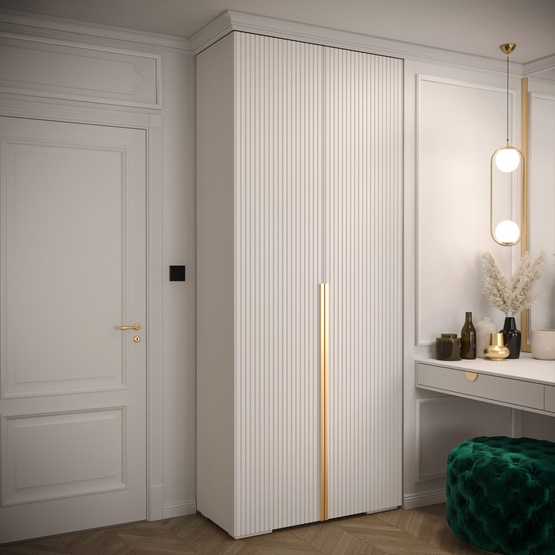 ABIKS MÖBEL Drehtürenschrank MANHATTAN RYFEL 9 Schlafzimmerschrank mit Kleiderstange und Regalen – Bild 2 von 4