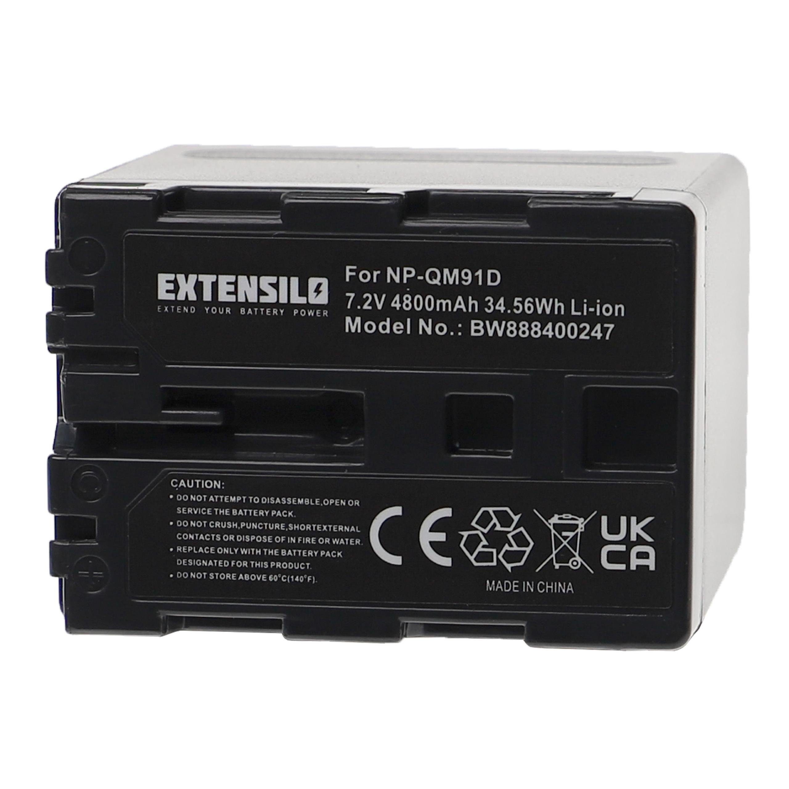 Extensilo Ersatz für Sony NP-QM71, NP-QM71D, NP-QM91, NP-QM91D für Kamera-Akku Li-Ion 4800 mAh (7,2 V)