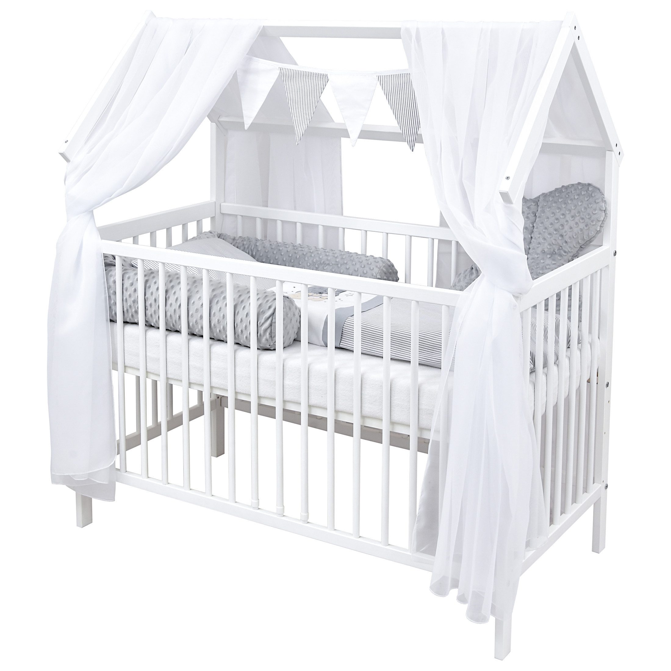 Baby-Delux Komplettbett Hausbett Babybett Schutzgitter Komplettset, günstig online kaufen