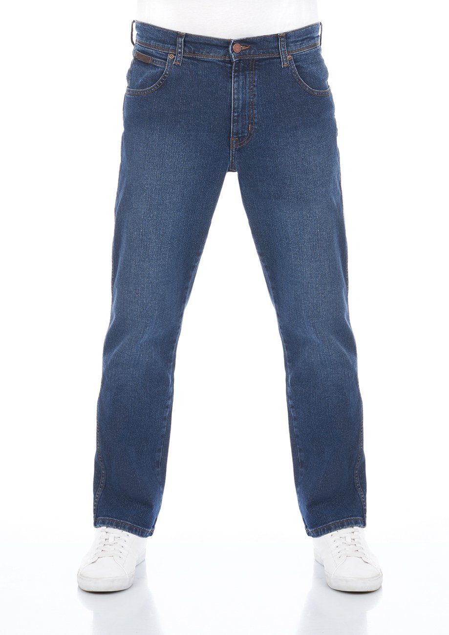 Stretch (WSS1HN11Y) Blue Jeanshose mit Blast Wrangler Fit Texas Denim Hose Regular Stretch Straight-Jeans Herren