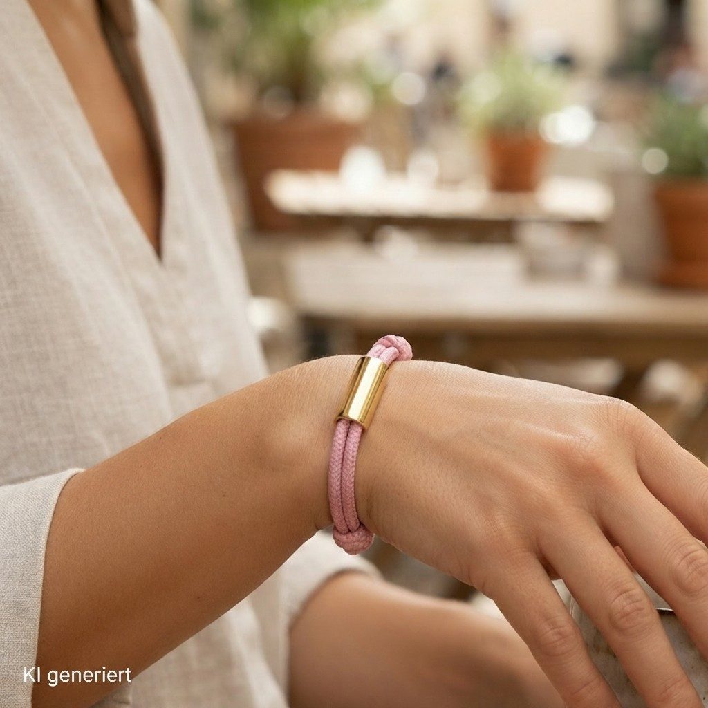 KARMA Armband Damen vers. Farben Textil Edelstahl verstellbar Armschmuck (1-tlg., Geschenk für Sie Textilarmband), Damenarmband modern Rosa Gold Schwarz Grün Silber