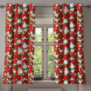 Gardine Dekorative 2-Panel-Fenstervorhänge für Schlafzimmer Wohnzimmer, Abakuhaus, Weihnachten Holly Mistletoe