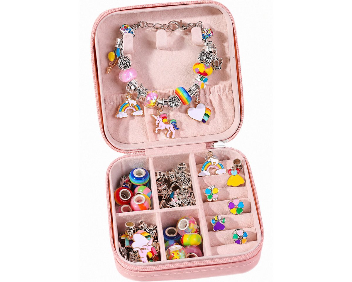 R2 Invest Ketten und Armband Set Schmuckset DIY Bastelset mit Perlen Charms Schnüren und Schmuckbox