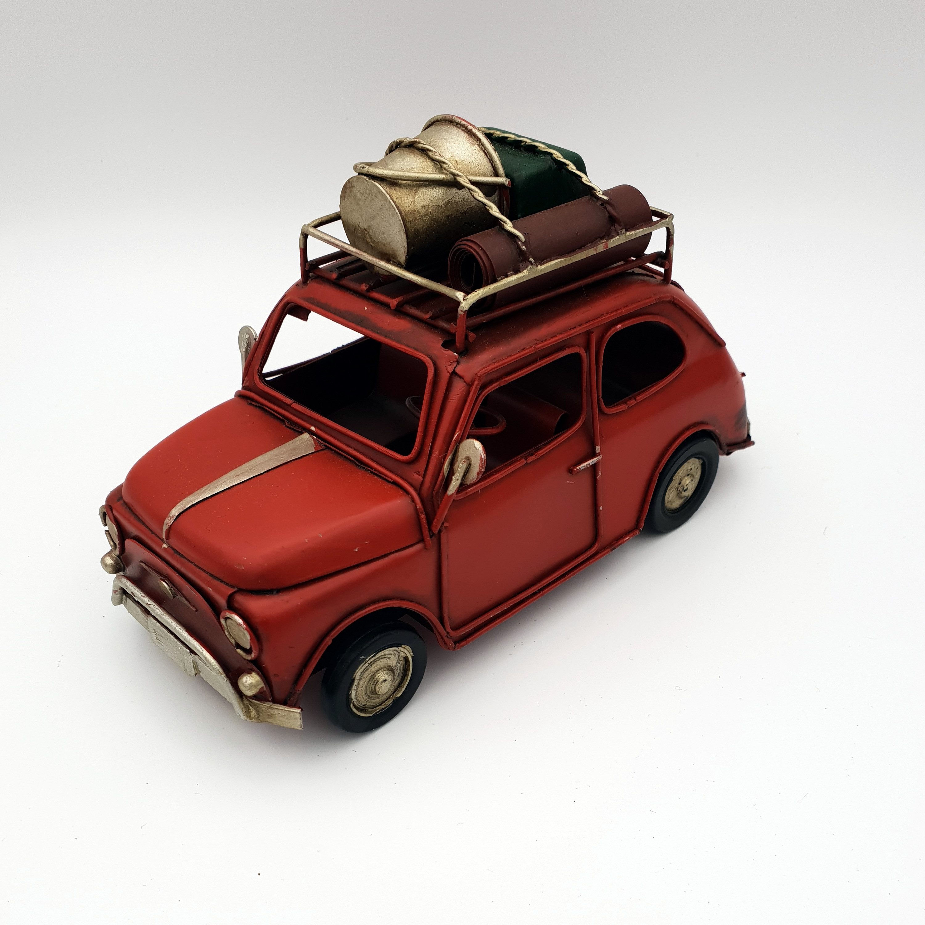 Dynasun Modellauto Car 1804D-679, (1-tlg), Auto Rot Urlaub 15,5cm Metall, Vintage Automodell Retro-Style Oldtimer