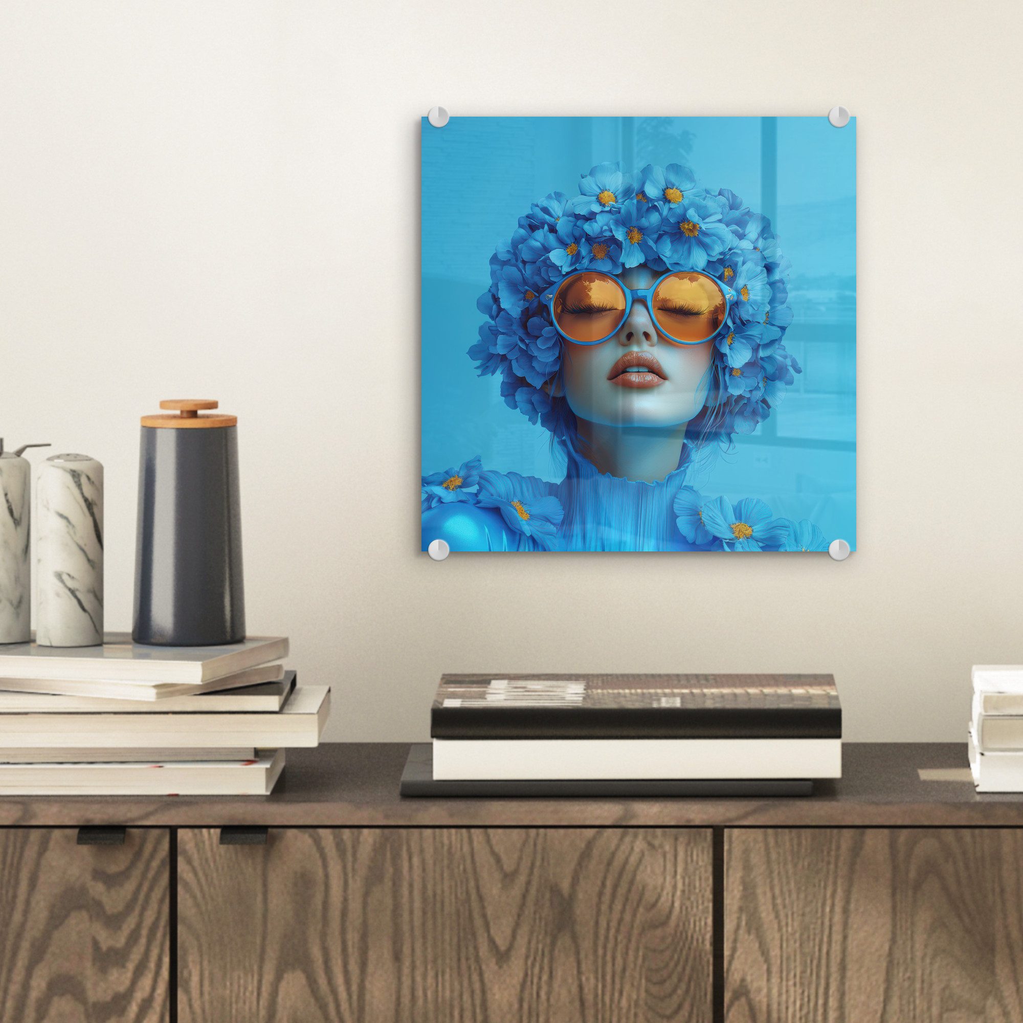 MuchoWow Acrylglasbild Frau - Blume - günstig online kaufen