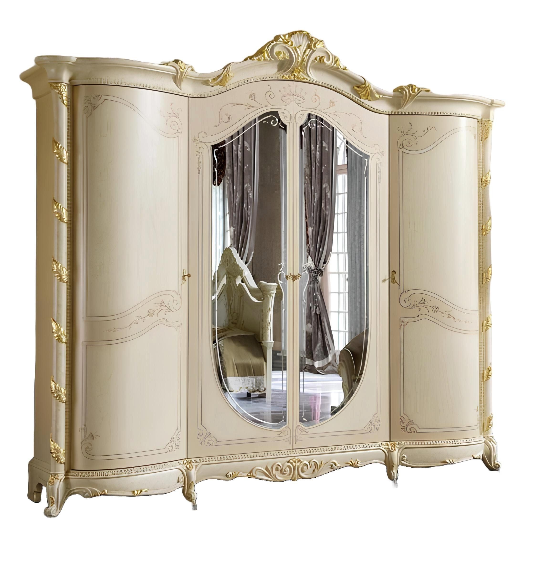Xlmoebel Kleiderschrank Klassischer Barock-Kleiderschrank aus Holz mit Verzierungen (1-St., Kleiderschrank) Hergestellt in Europa