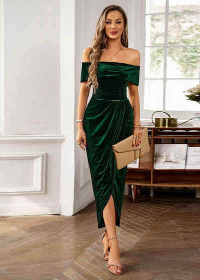 Deliana Abendkleid Damen Samt Kleid Elegantes einteiliges Kleid Herbst- und Winterkleider Schlank und elegant
