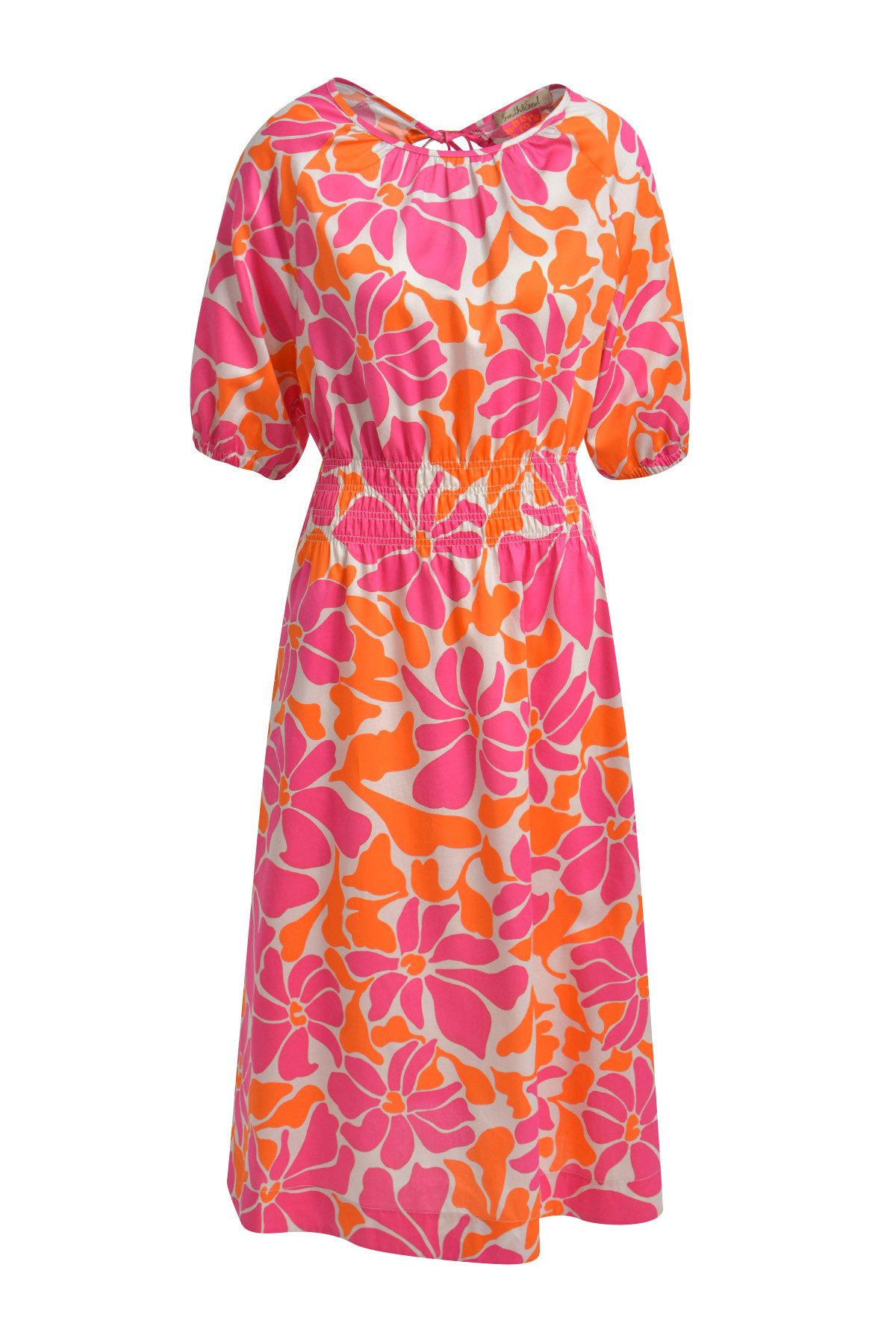 Abendkleid BACK DETAIL ELASTIC WAIST DRESS, HOT ORANGE PRINT