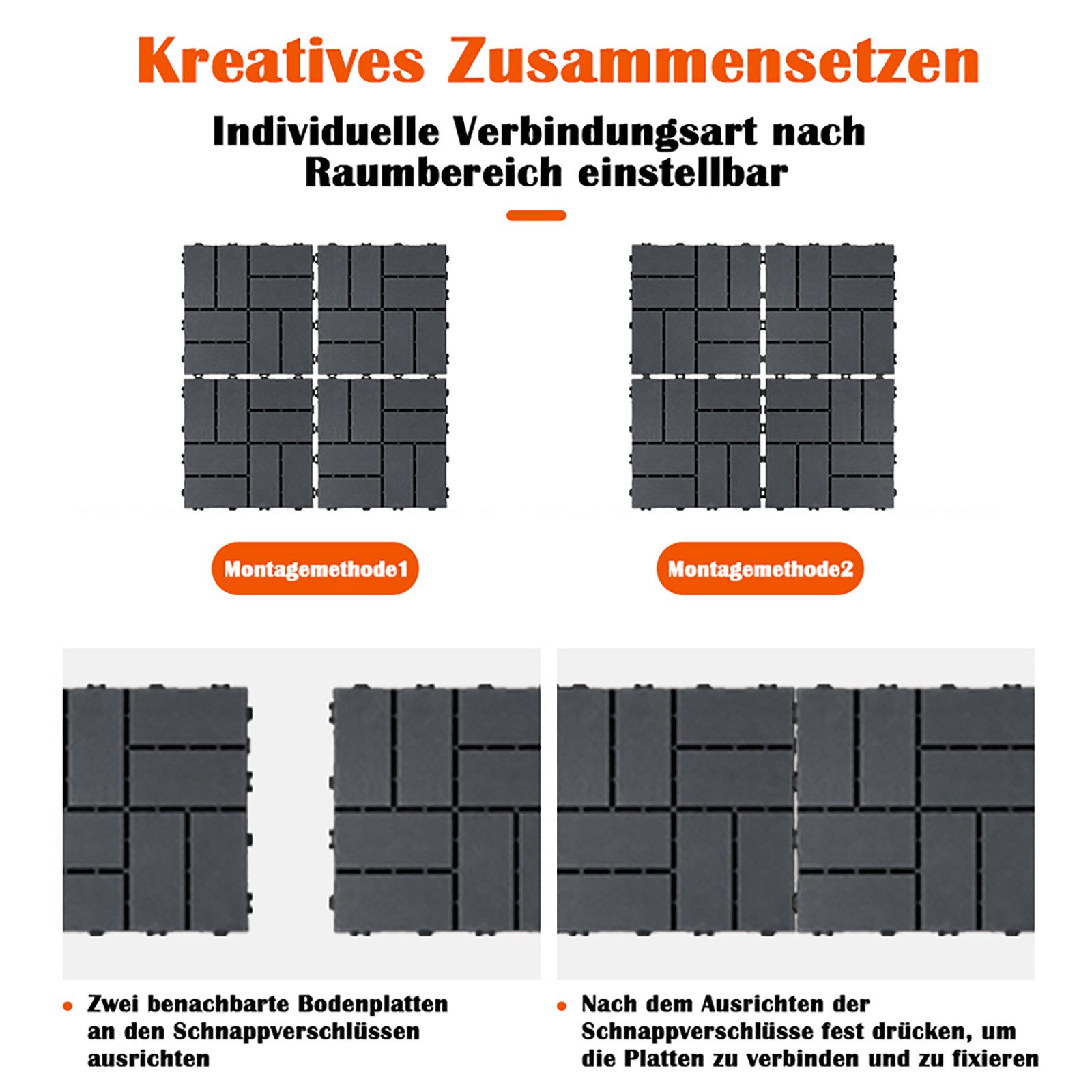 GLIESE Terrassendielen 44 Stücke balkon bodenbelag für Garten Holzstege, Terrasse, Wohnzimmer, 4,09 m², BxL: je 30.48x30.48 cm, 5 mm Stärke, (44-St., Terrassendielen), für Garten, Holzstege, Terrasse, Hof, Wohnzimmer, Schlafzimmer