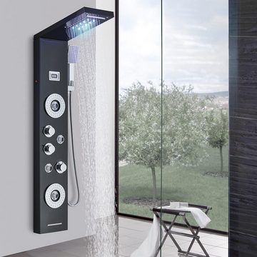llffssdg Duschsystem Duschsäule Hydromassage, mit Duschkopf LED Duschsystem Wasserauslass Multifunktion Edelstahl