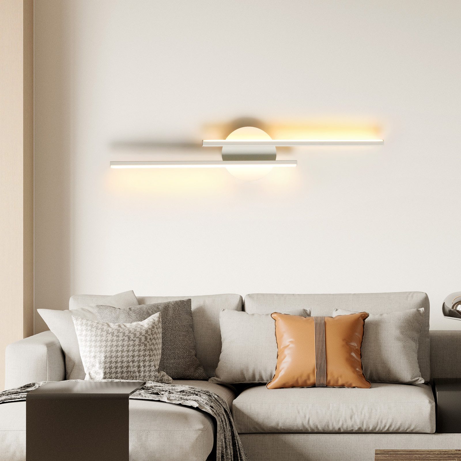 Riserva LED Wandleuchte LED Wandleuchte Innen Weiß 24W, Wandlampe Warmweiß Treppenhaus, LED wechselbar, Minimalistischer Stil, einfache Installation, augenschonendes Design