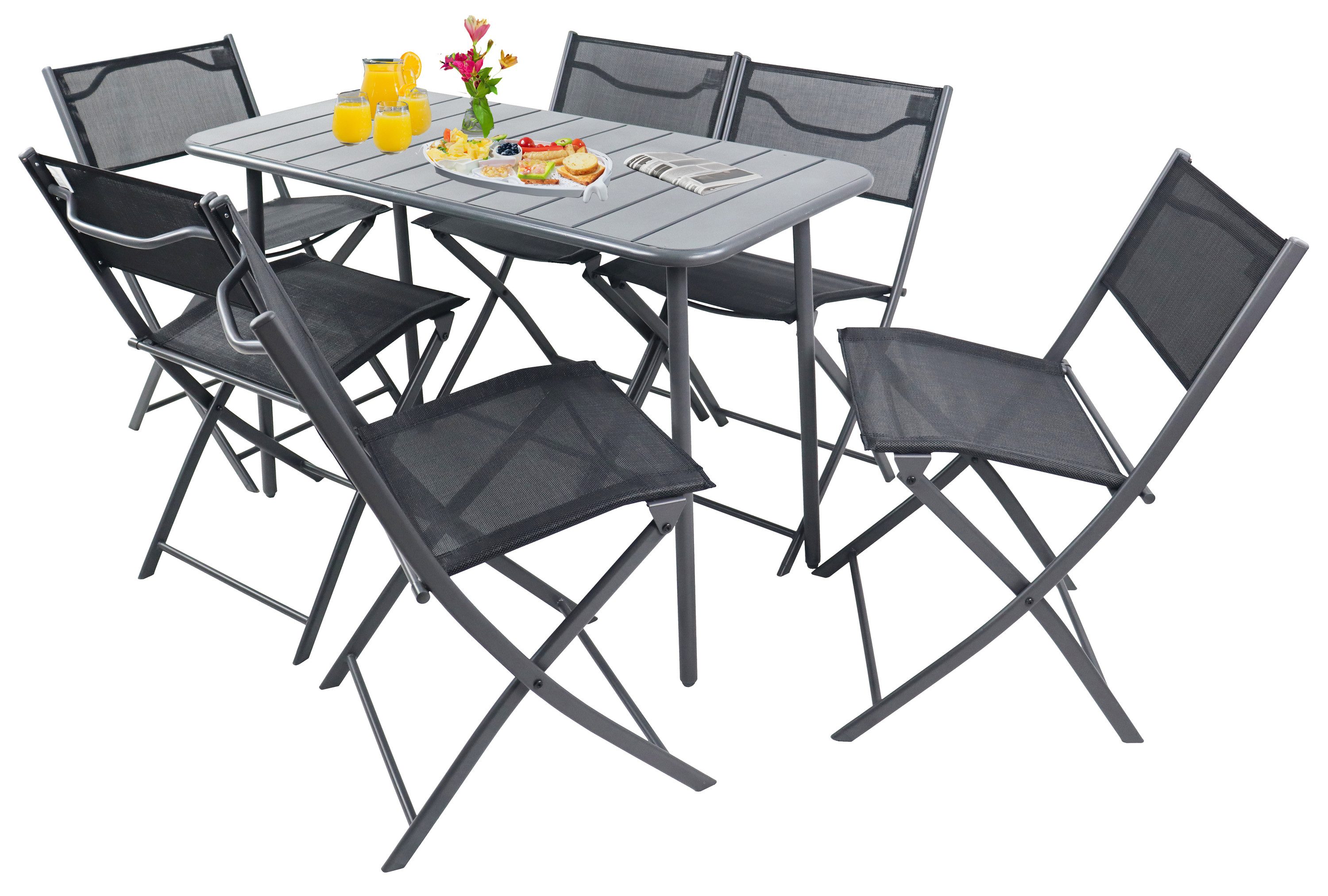 VCM 7 tlg. Bistroset Balkonset Gartenset Metall Sumila