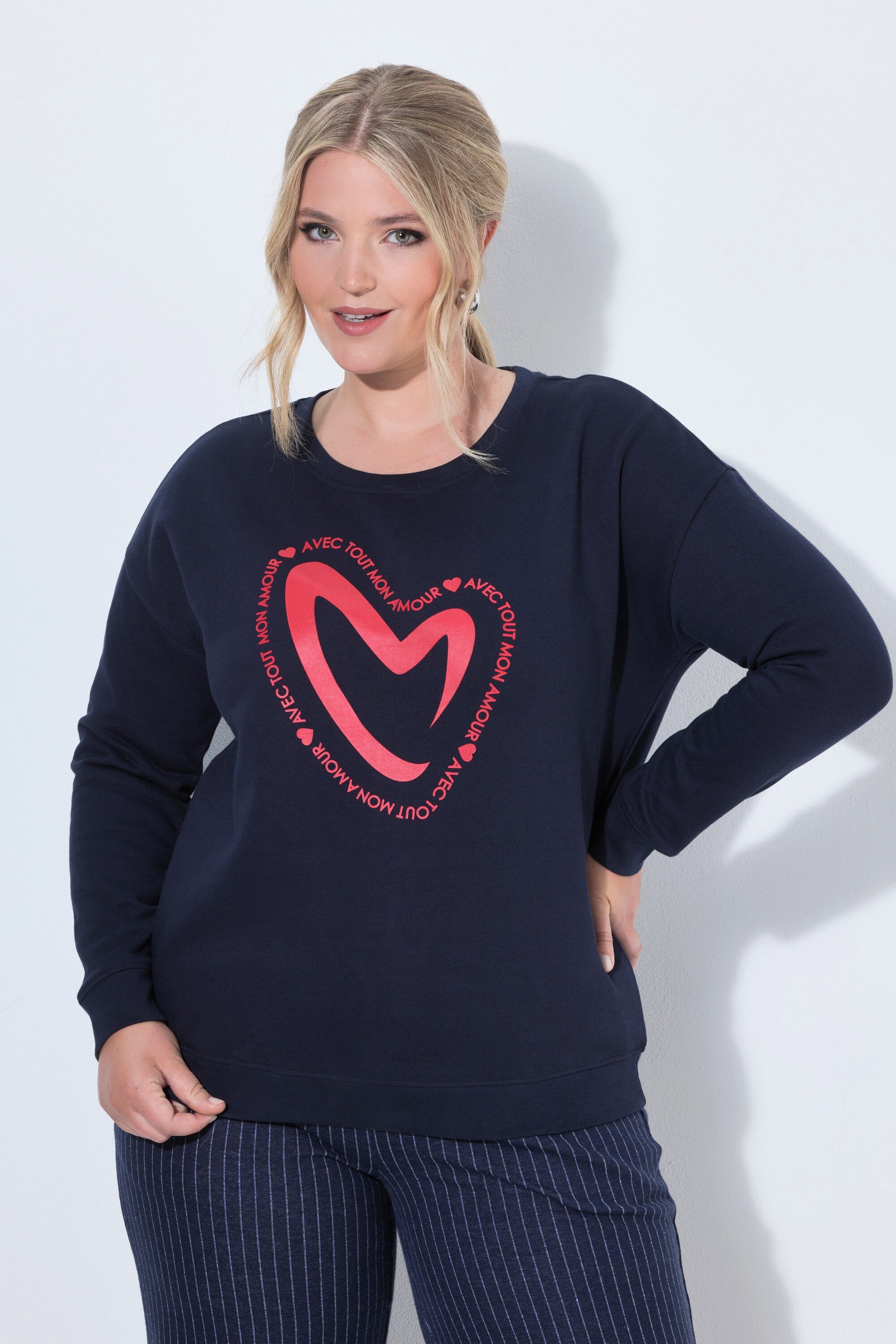 MIAMODA Sweatshirt Sweatshirt Boxy Fit Herz Langarm