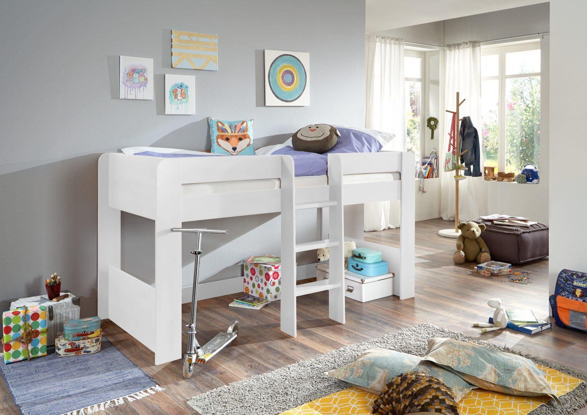 Relita Hochbett Andi wahlweise mit Rolllattenrost, inkl. Leiter, pflegel. Dekor Oberfläche