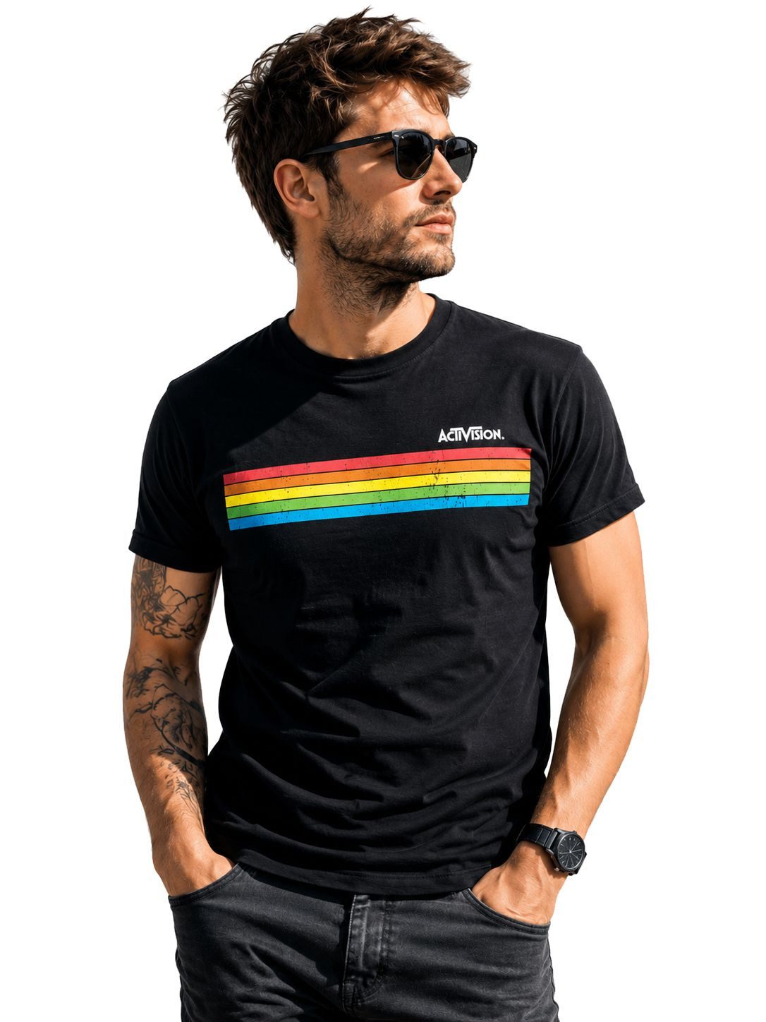Print-Shirt Activision Herren T-Shirt Schwarz Retro Gaming Lizenzshirt