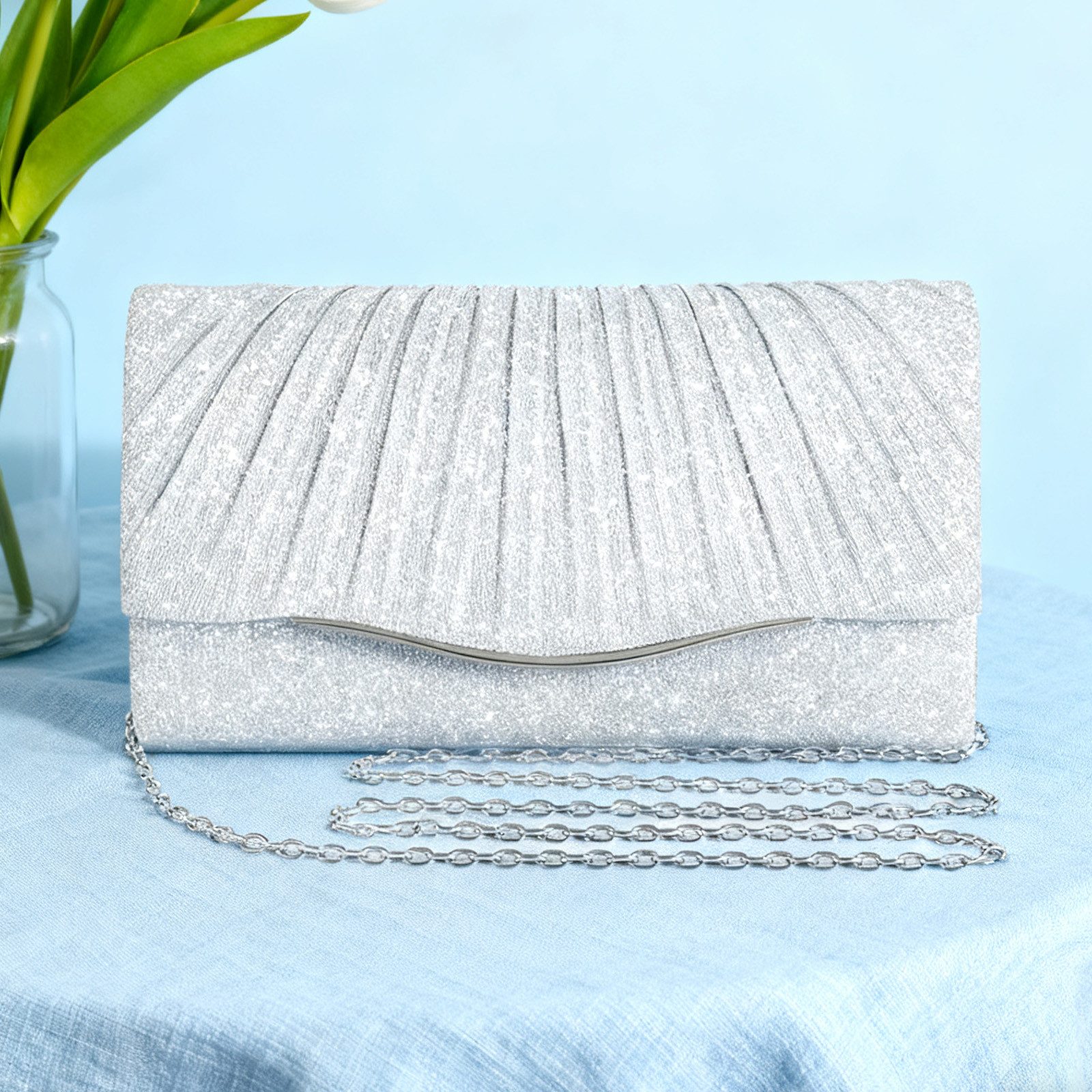 REDOM Abendtasche Pailletten Handtasche Kosmetik-Etui Crossbody (mit Abnehmbare 120-cm-Kette und Magnetverschluss, 1-tlg., für Hand- Schulter- oder Crossbody-Trageweise), Ideal für Hochzeiten Partys Bankette und festliche Events