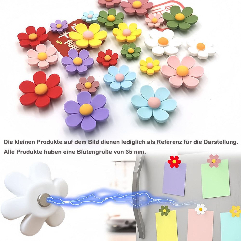 AFKSMILE Magnet 10 Stück Magnete Kühlschrank, 3D Blumen Harz Bunte Kühlschrankmagnet (10-St), Groß 10 Farben Dekoration Magnete für Kühlschrank Anschlagbrett Bü – Bild 5 von 5