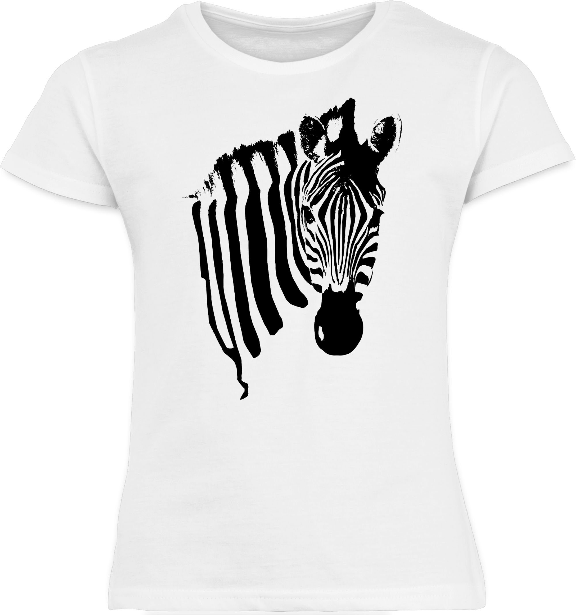 & Fasching Zebrastreifen - Karneval Safari 1 Shirtracer Weiß Afrika Zebra-Kostüm T-Shirt Zebramuster Tiermotiv Zebra