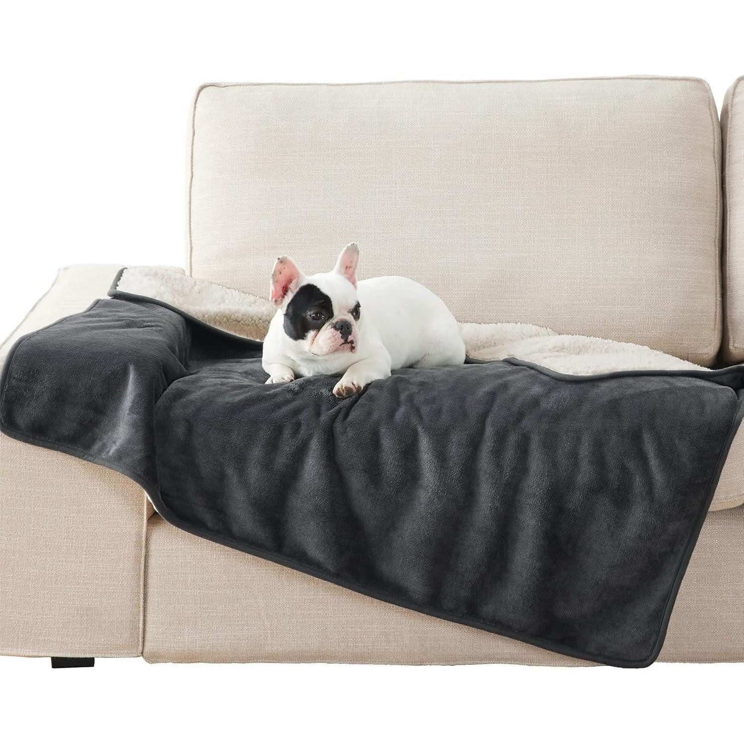 LuxusKollektion Tierdecke Hundedecke wasserdicht waschbar Sofaschutz L 100x120cm Dunkelgrau