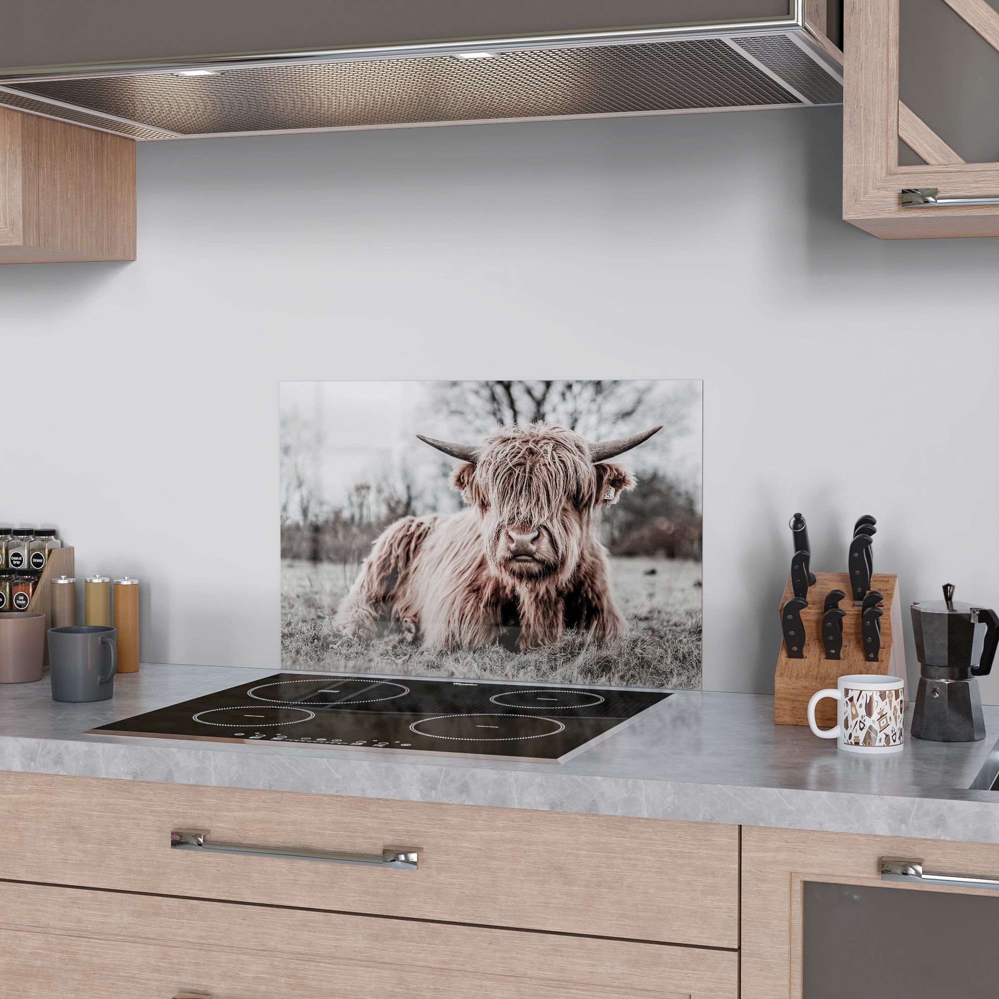 DEQORI Küchenrückwand 'Ruhendes Hochland', Glas Spritzschutz Badrückwand He günstig online kaufen