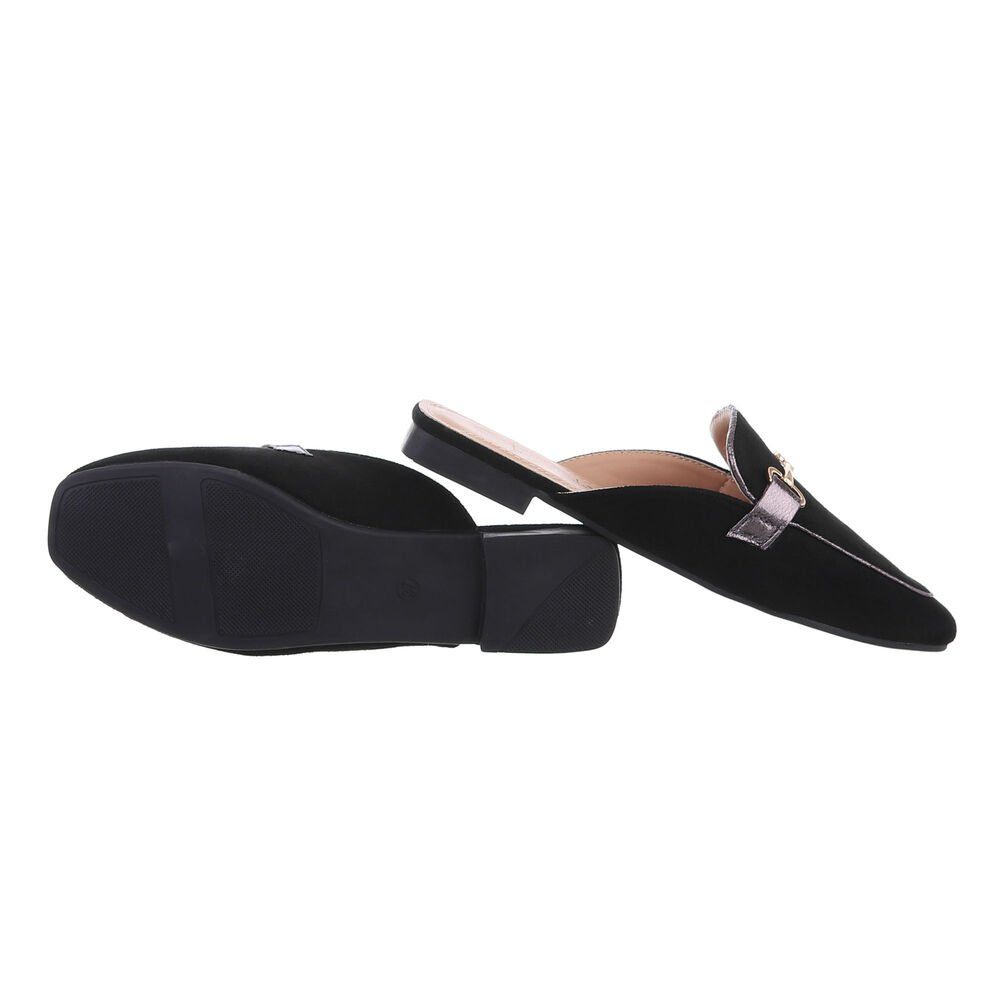 Ital-Design Damen Mules Freizeit Pantolette Blockabsatz Pantoletten in Schw günstig online kaufen