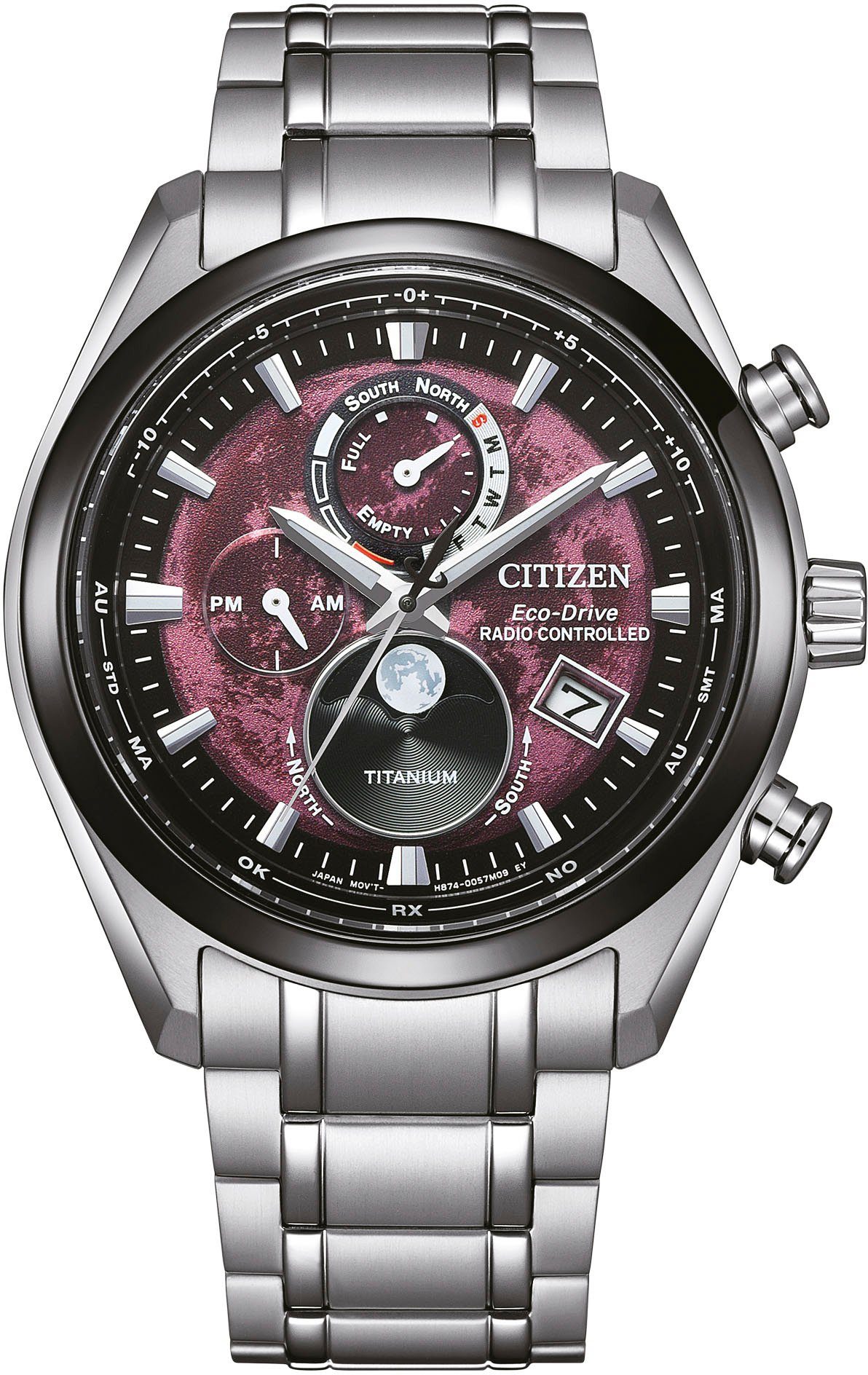 Citizen Funkchronograph BY1018-80X, Armbanduhr, Herrenuhr, Damenuhr, Solar, Titan, Stoppfunktion