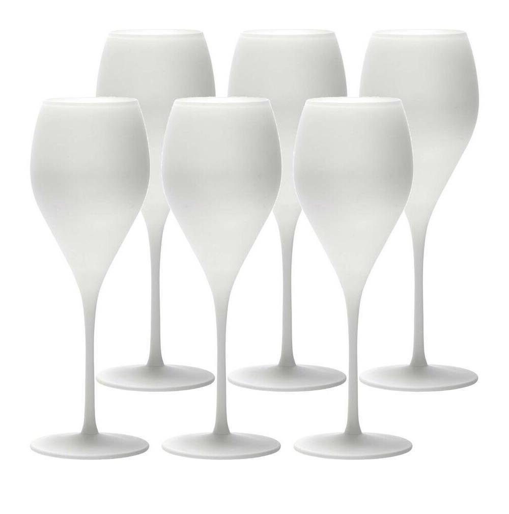 Stölzle Sektglas Stölzle Lausitz Prestige matt-weiß Champagnerkelch 6er Set, Kristallglas