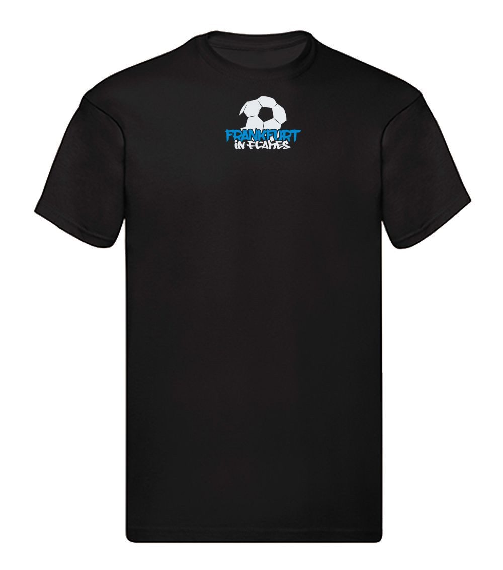 G-graphics T-Shirt Frankfurt in flames – Feuer-Fussball (blau) – mit Front- & Backprint (1-tlg) Herren T-Shirt mit einem Motiv für den echten Fan