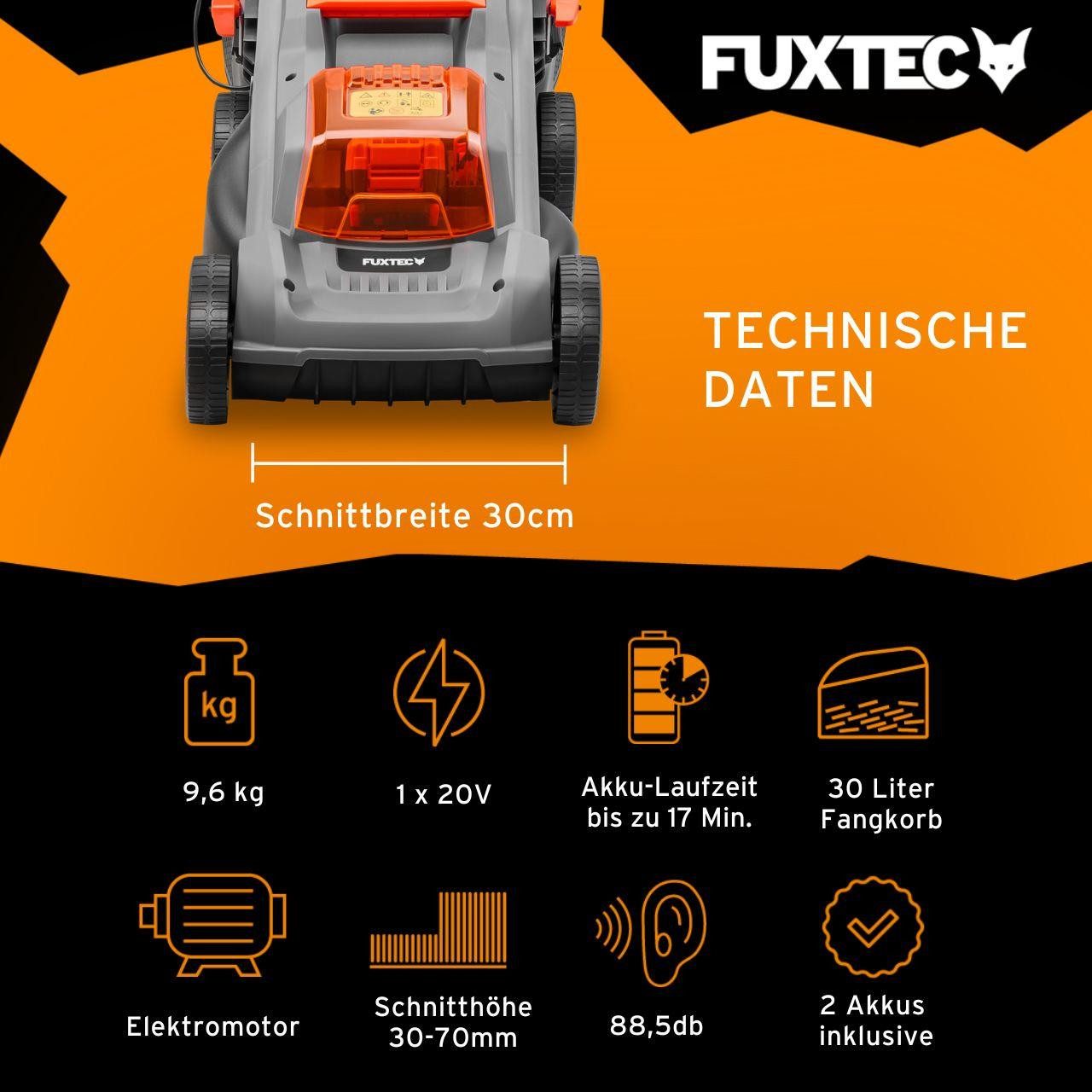 FUXTEC Akkurasenmäher FX-E1RM20ECO-SET, 30 cm Schnittbreite, günstig online kaufen