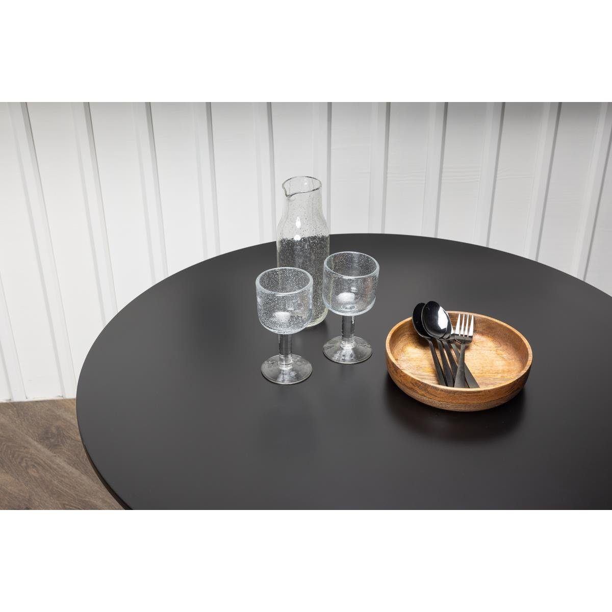 Esstisch edler 90cm Esstisch in Tisch POLAR Tischpaltte mit schwarz runder - BOURGH ⌀