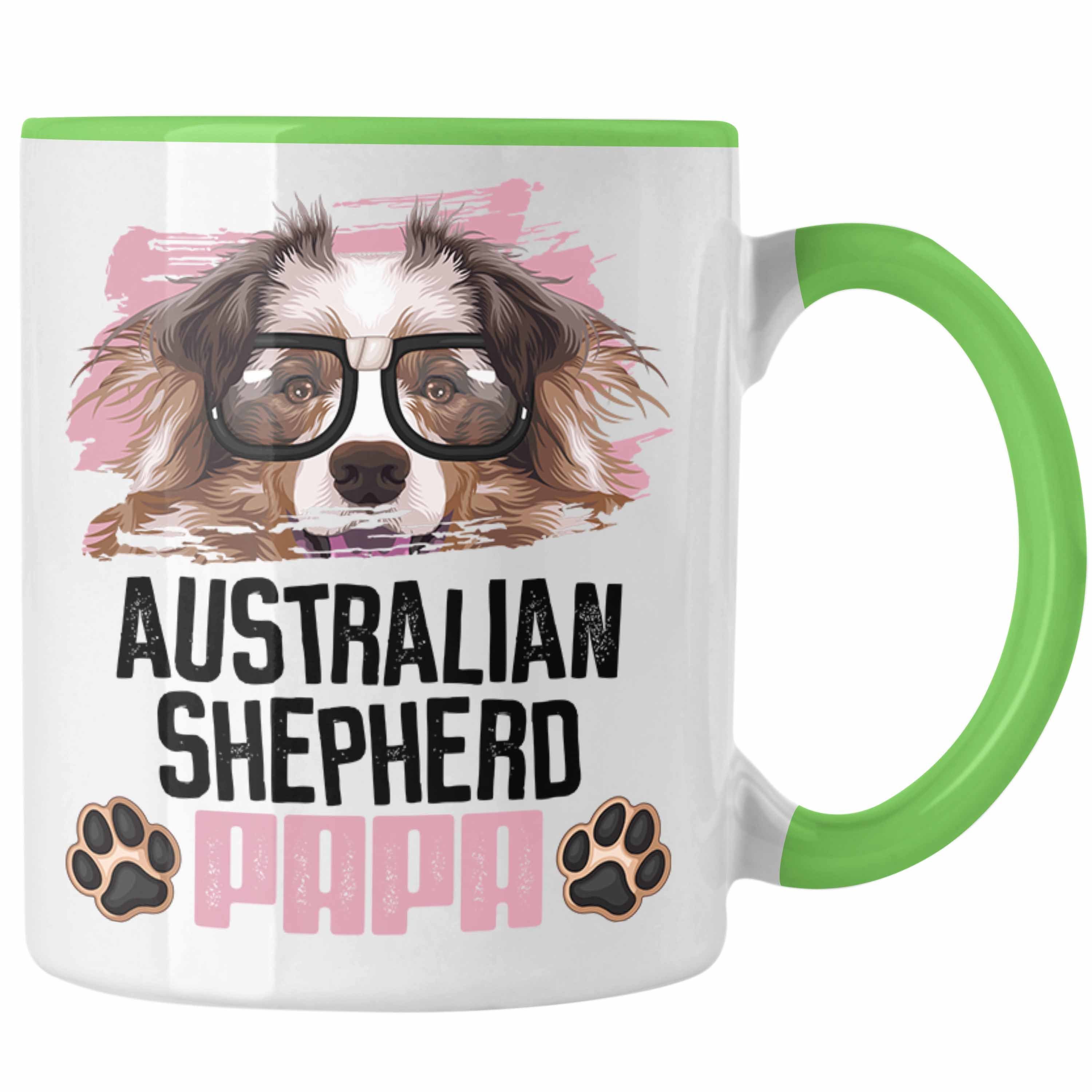 Trendation Tasse Australian Shepherd Papa Besitzer Tasse Geschenk Lustiger Spruch Gesch Grün