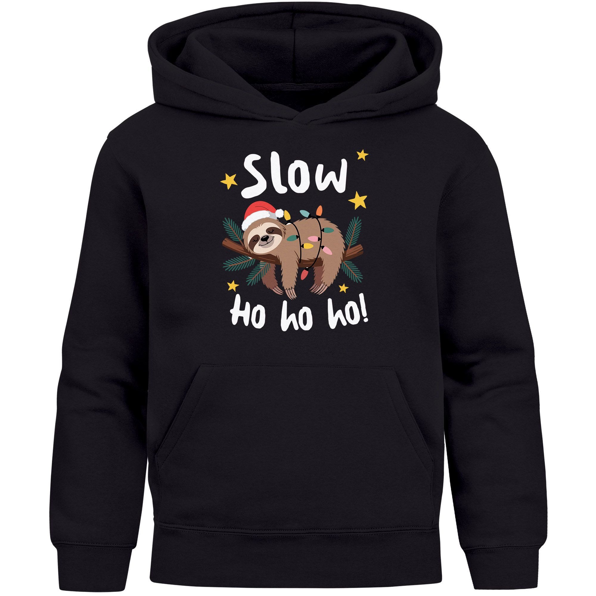 Hoodie Kinder Hoodie Weihnachtspullover Faultier Spruch Slow Ho Ho Jungen